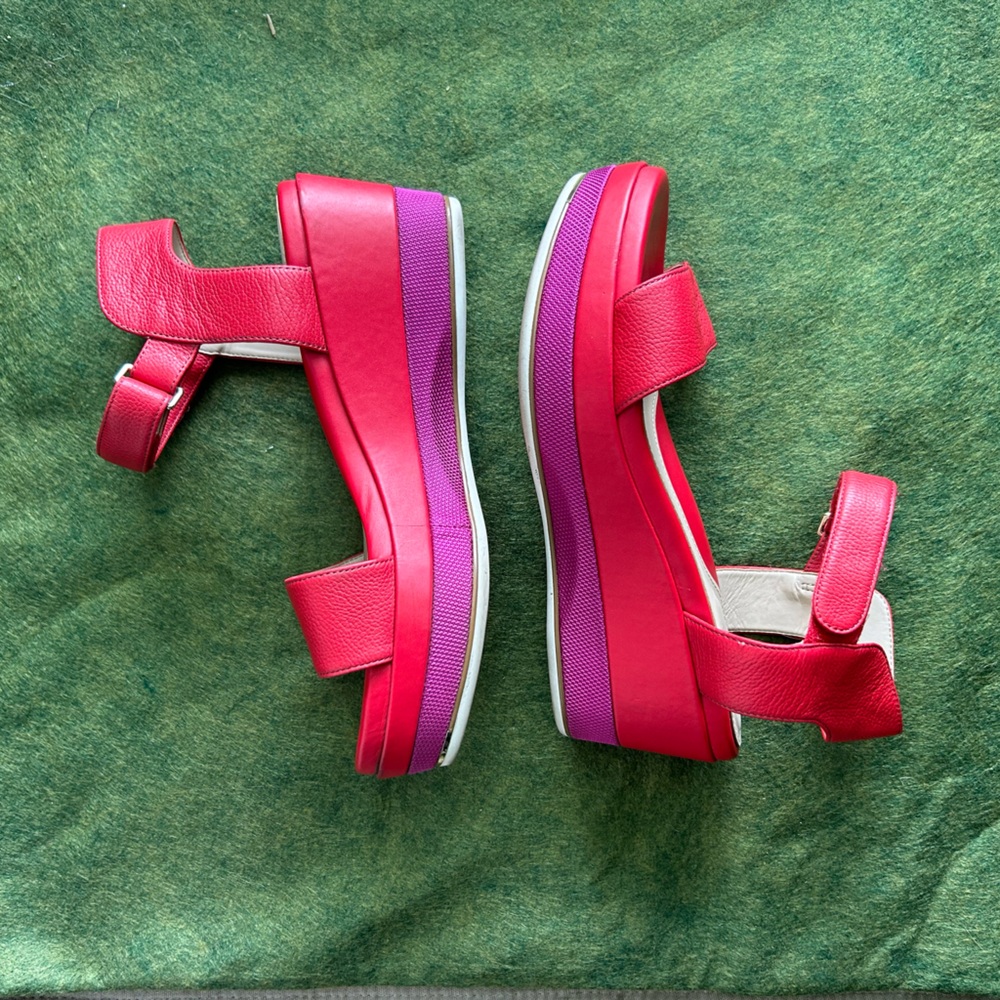 Cole Haan Flatform Wedge in Red & Fucshia